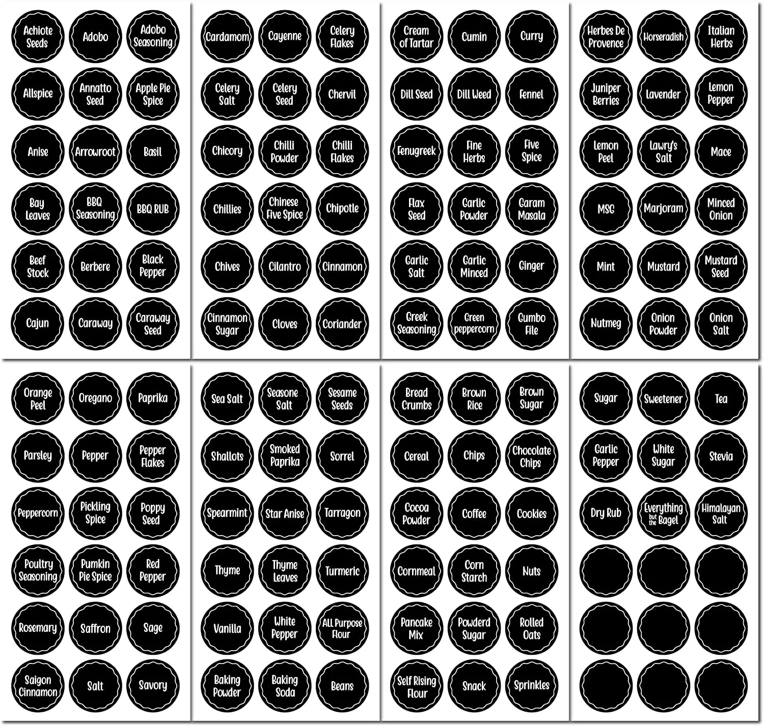 144pc Spice Jar Label Set - Household Organization Stickers