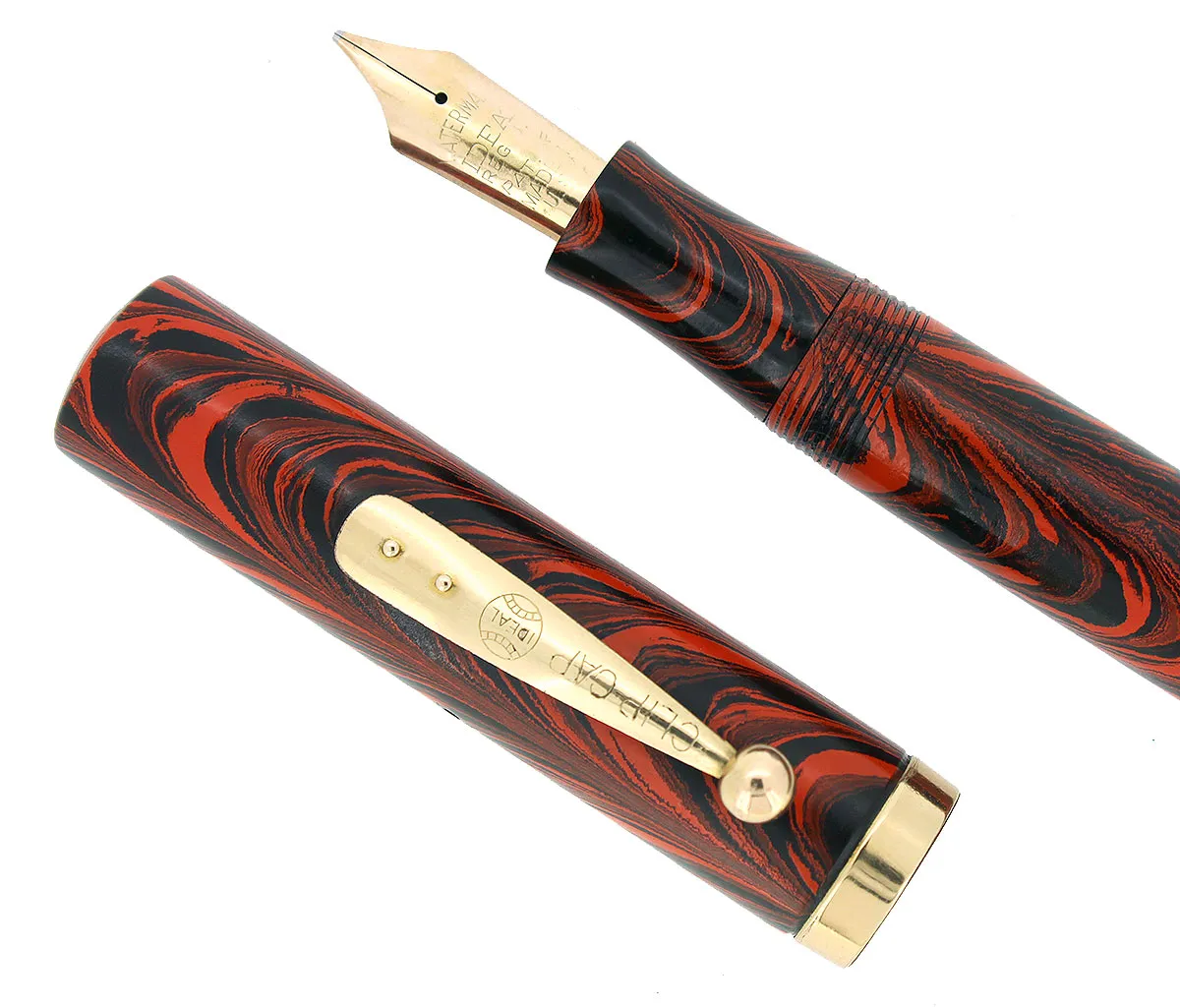 1920s WATERMAN #56 RED RIPPLE XF-BBB  FLEX NIB FOUNTAIN PEN RESTORED