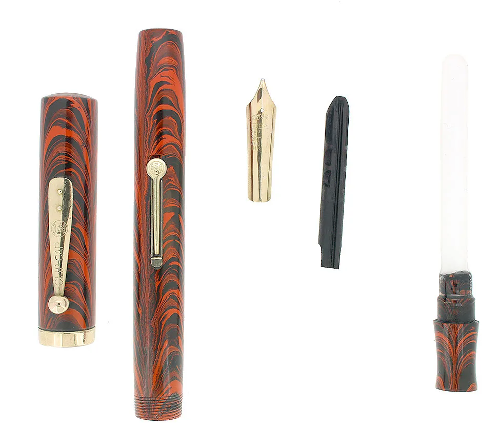 1920s WATERMAN #56 RED RIPPLE XF-BBB  FLEX NIB FOUNTAIN PEN RESTORED