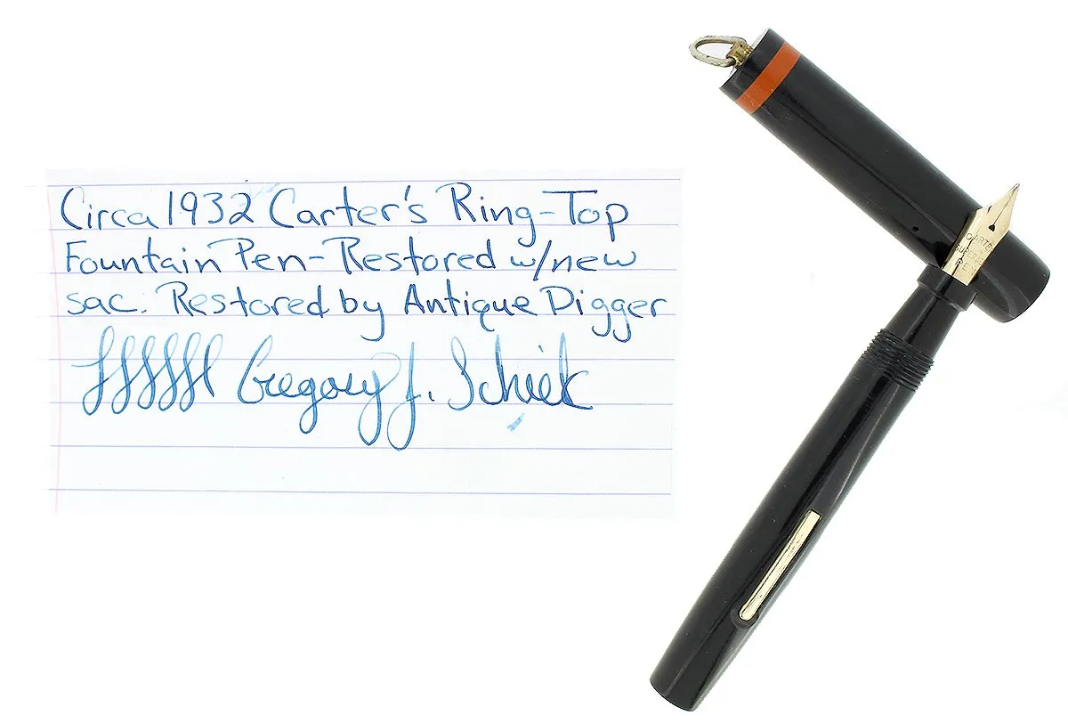 1930s CARTER'S RINGTOP FOUNTAIN PEN SUPERWEAR NIB RESTORED