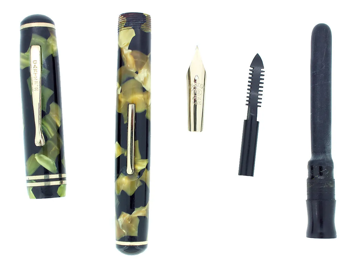 1930S CARTER'S STREAMLINE BLACK & PEARL FOUNTAIN PEN XF TO BBB FLEX NIB RESTORED