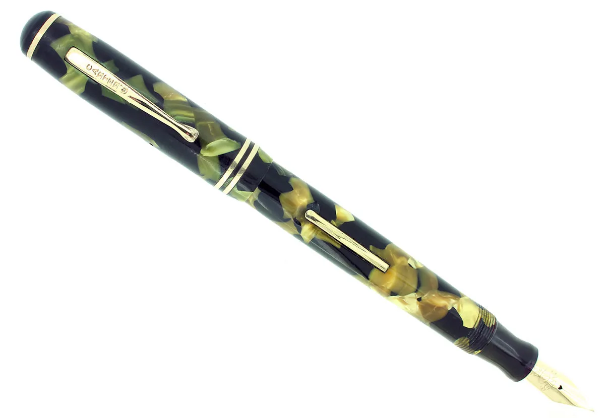 1930S CARTER'S STREAMLINE BLACK & PEARL FOUNTAIN PEN XF TO BBB FLEX NIB RESTORED