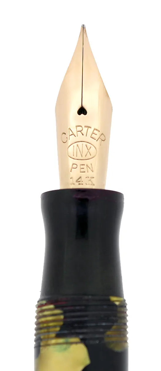 1930S CARTER'S STREAMLINE BLACK & PEARL FOUNTAIN PEN XF TO BBB FLEX NIB RESTORED