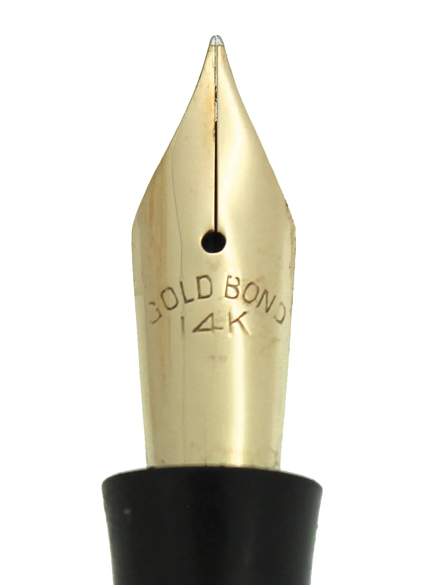1930s GOLD BOND GREY PEARL FOUNTAIN PEN F-BB SEMI-FLEX NIB RESTORED