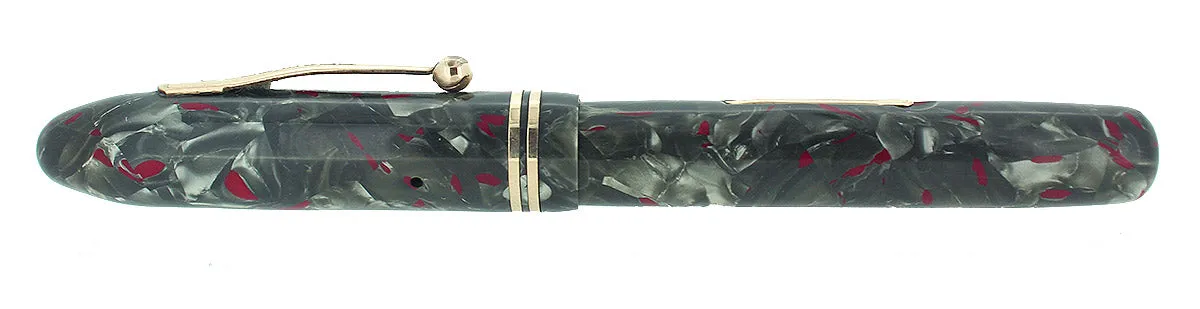 1930s GOLD BOND GREY PEARL FOUNTAIN PEN F-BB SEMI-FLEX NIB RESTORED