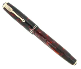 1936 PARKER VACUMATIC MOTTLED BURGUNDY DOUBLE JEWEL FOUNTAIN PEN RESTORED
