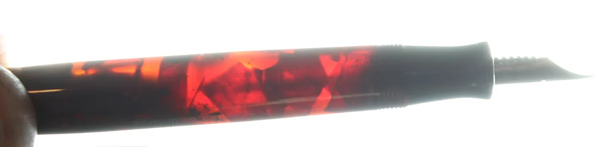 1936 PARKER VACUMATIC MOTTLED BURGUNDY DOUBLE JEWEL FOUNTAIN PEN RESTORED