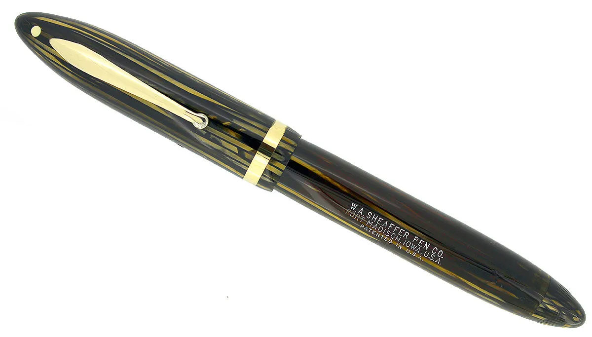 1936 SHEAFFER OVERSIZE GOLDEN PEARL BALANCE FOUNTAIN PEN RESTORED CONDITION