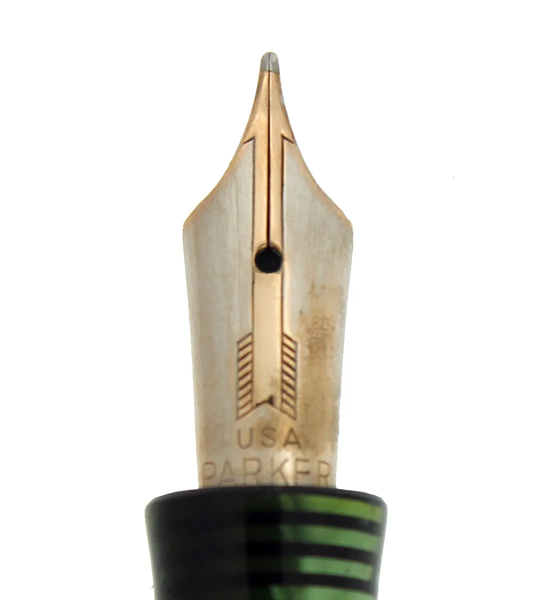 1937 PARKER EMERALD PEARL STANDARD VACUMATIC FOUNTAIN PEN CLEAN TRIM RESTORED