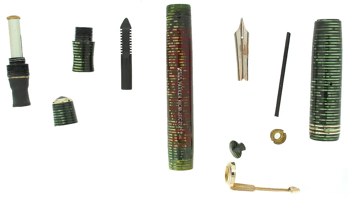 1937 PARKER EMERALD PEARL STANDARD VACUMATIC FOUNTAIN PEN CLEAN TRIM RESTORED