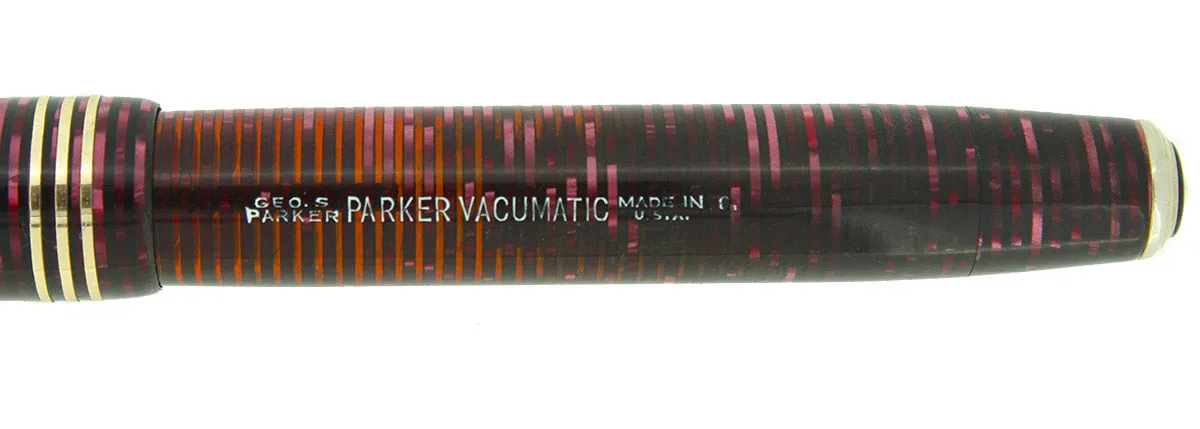 1938 PARKER BURGUNDY PEARL VACUMATIC DOUBLE JEWEL FOUNTAIN PEN RESTORED