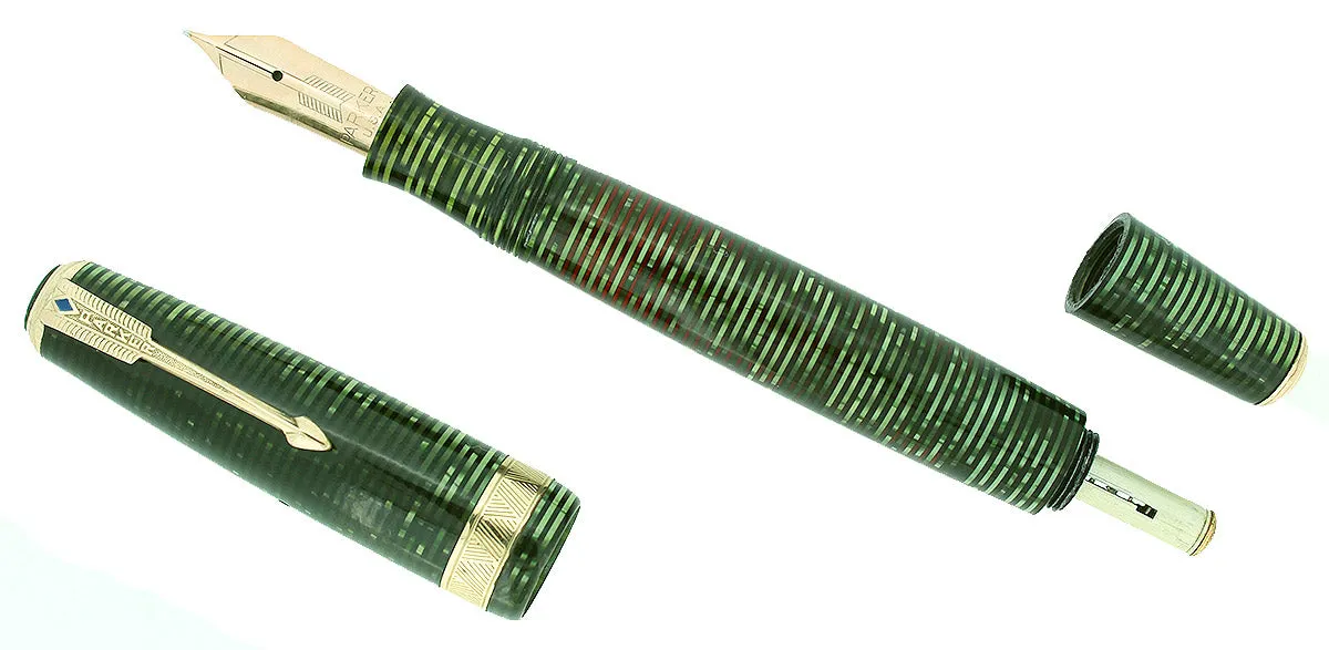 1939 PARKER EMERALD PEARL SENIOR MAXIMA VACUMATIC DJ FOUNTAIN PEN RESTORED