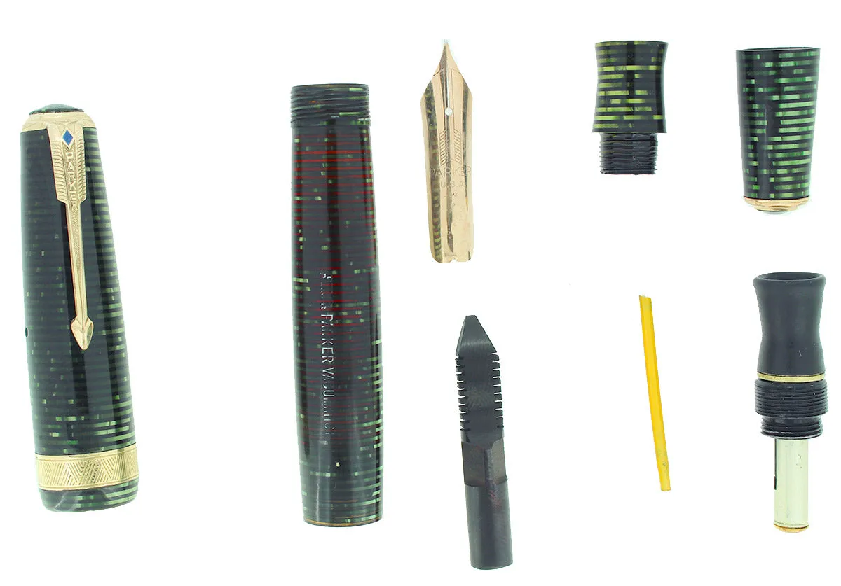 1939 PARKER EMERALD PEARL SENIOR MAXIMA VACUMATIC DJ FOUNTAIN PEN RESTORED