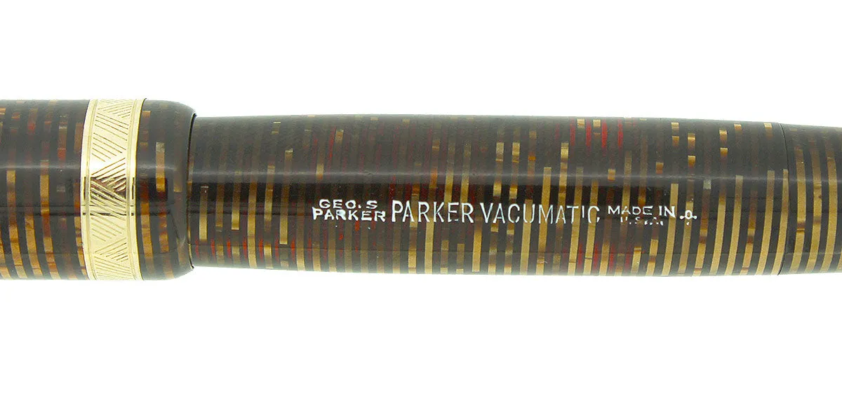 1940 PARKER VACUMATIC GOLDEN PEARL DOUBLE JEWEL FOUNTAIN PEN RESTORED NEAR MINT