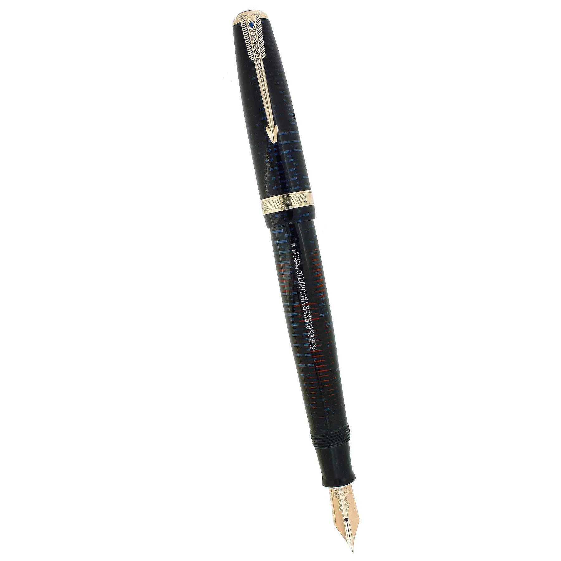 1943 PARKER VACUMATIC AZURE PEARL SINGLE JEWEL MAJOR FOUNTAIN PEN RESTORED