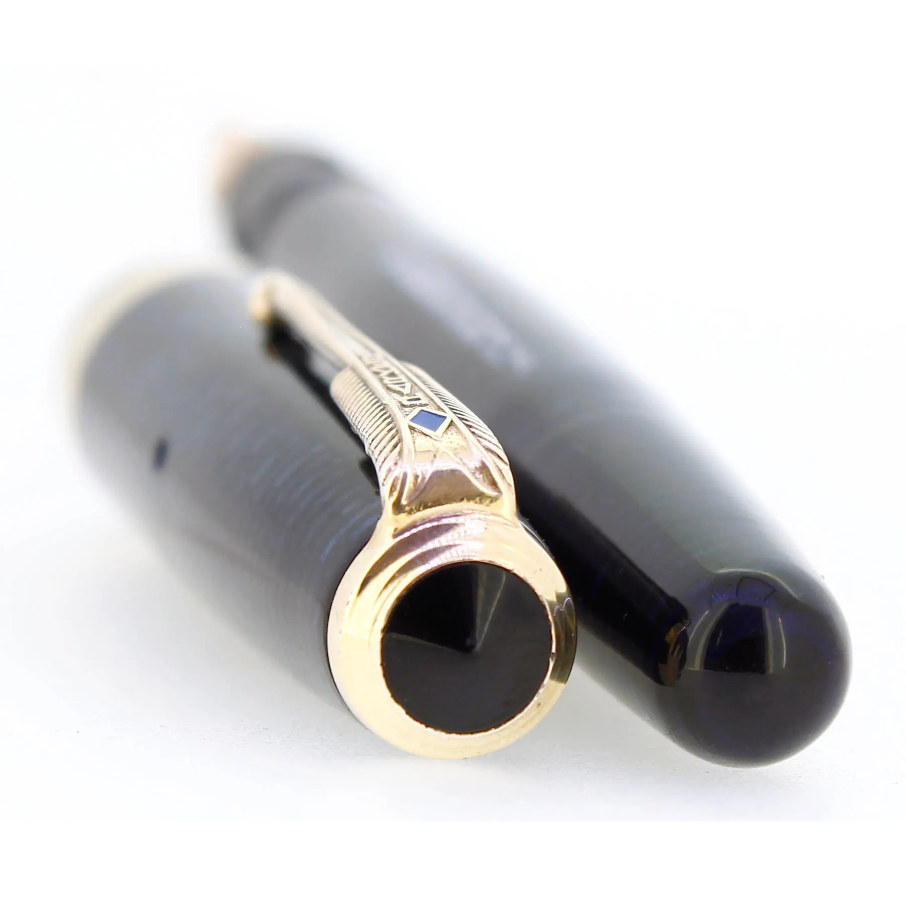 1943 PARKER VACUMATIC AZURE PEARL SINGLE JEWEL MAJOR FOUNTAIN PEN RESTORED