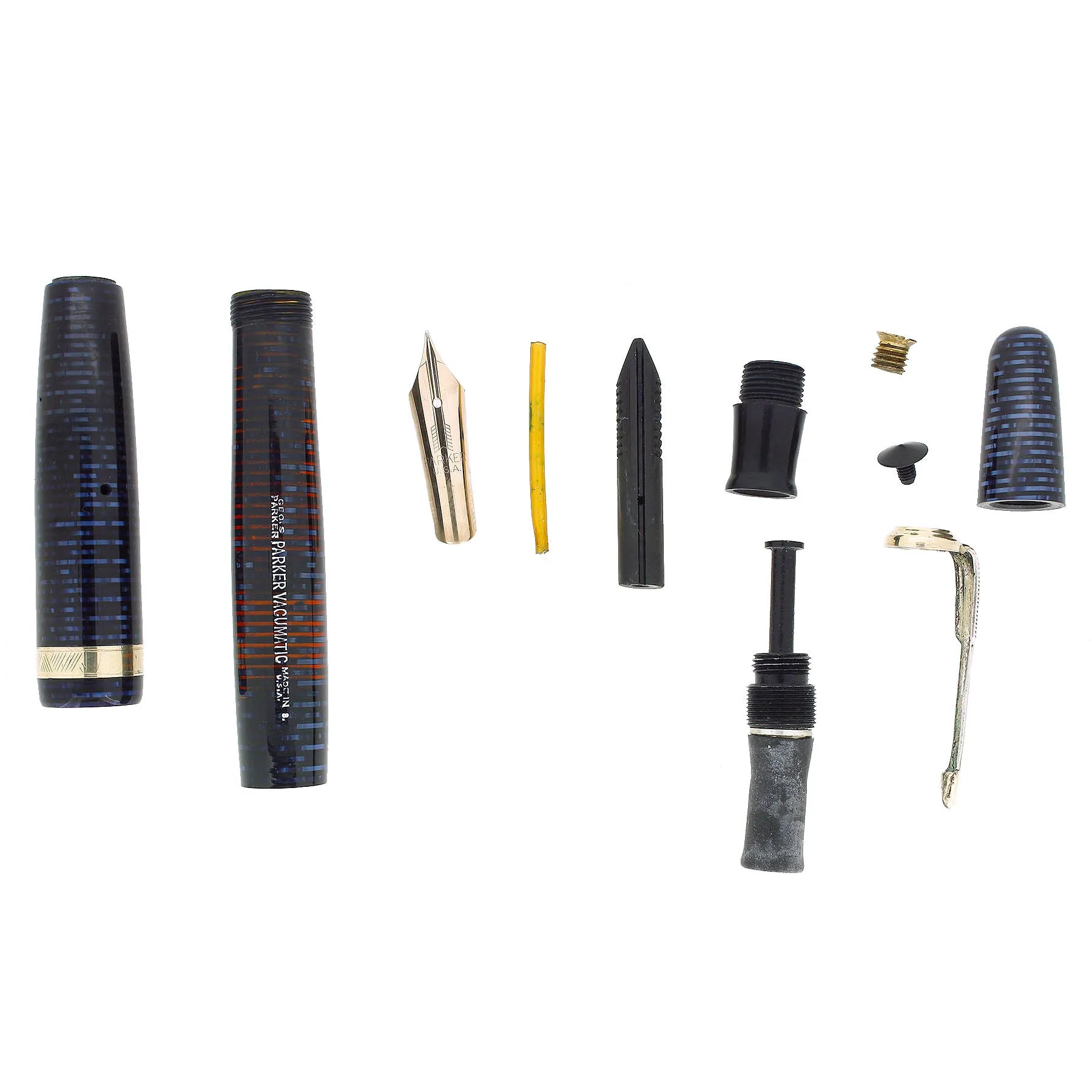1943 PARKER VACUMATIC AZURE PEARL SINGLE JEWEL MAJOR FOUNTAIN PEN RESTORED