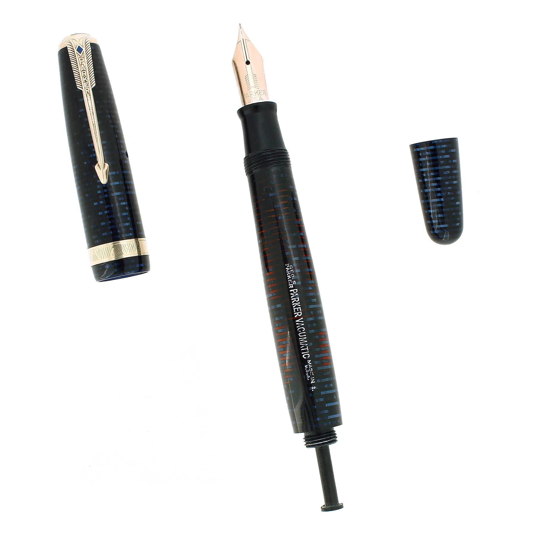 1943 PARKER VACUMATIC AZURE PEARL SINGLE JEWEL MAJOR FOUNTAIN PEN RESTORED