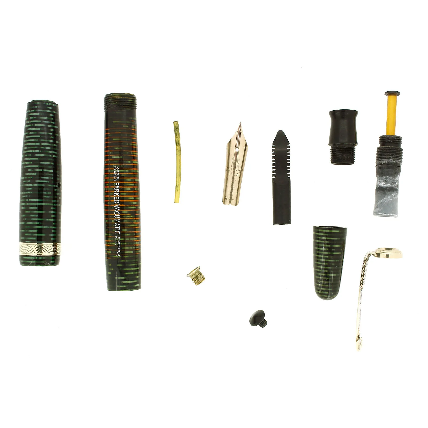 1944 PARKER VACUMATIC EMERALD PEARL SINGLE JEWEL FOUNTAIN PEN RESTORED