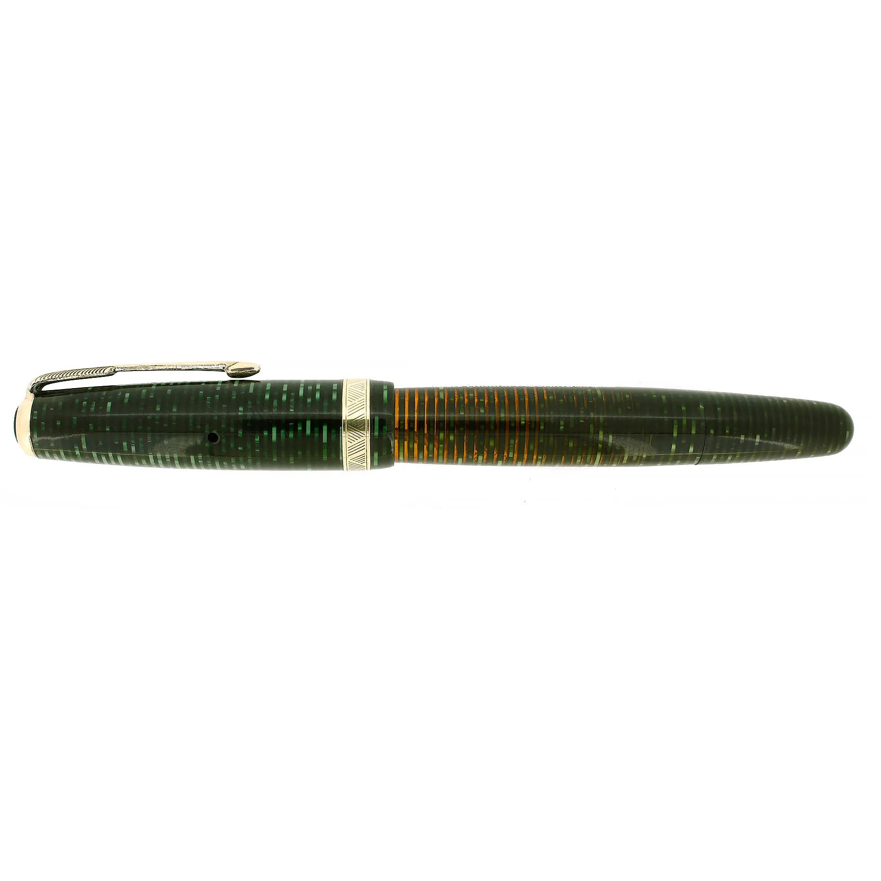 1944 PARKER VACUMATIC EMERALD PEARL SINGLE JEWEL FOUNTAIN PEN RESTORED