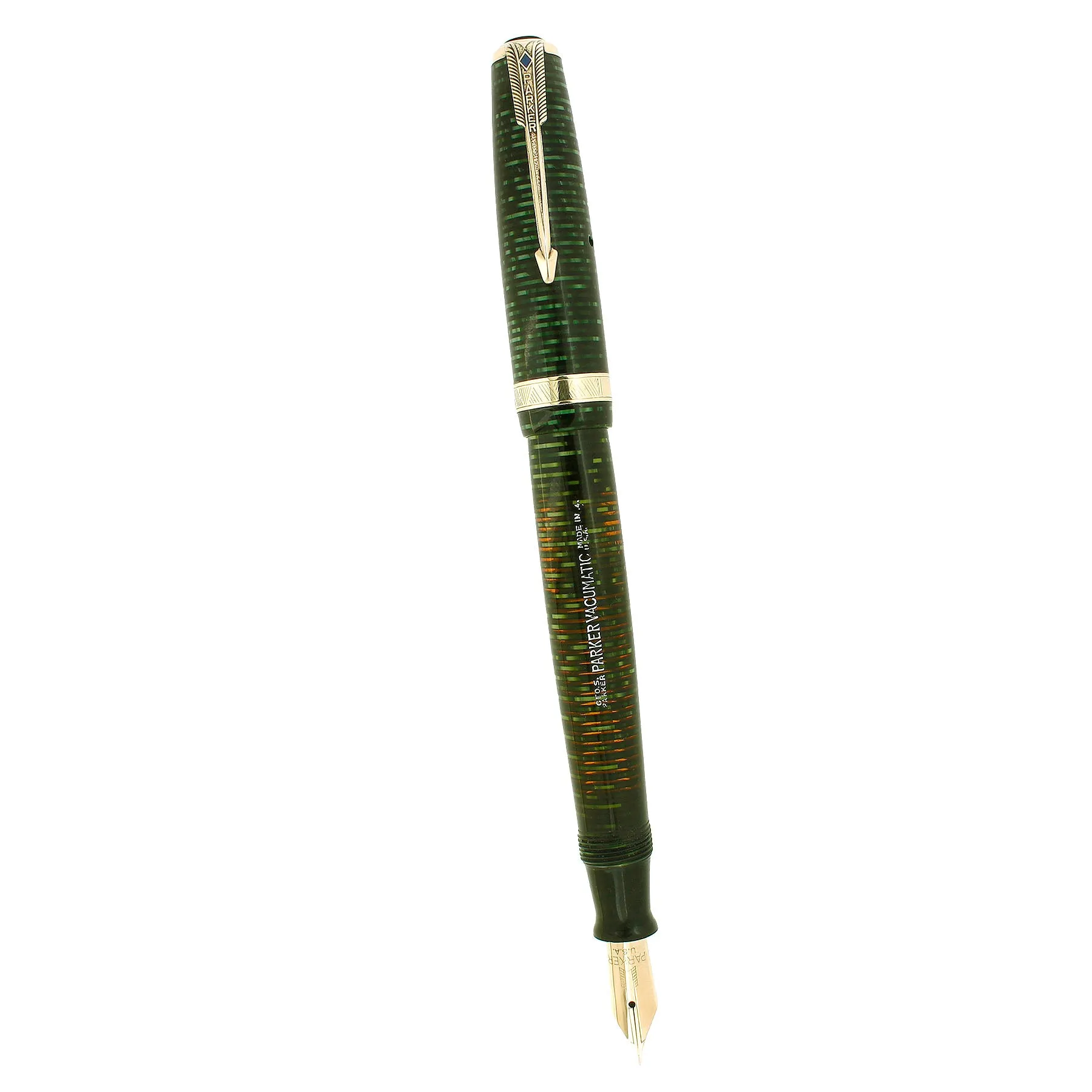 1944 PARKER VACUMATIC EMERALD PEARL SINGLE JEWEL FOUNTAIN PEN RESTORED