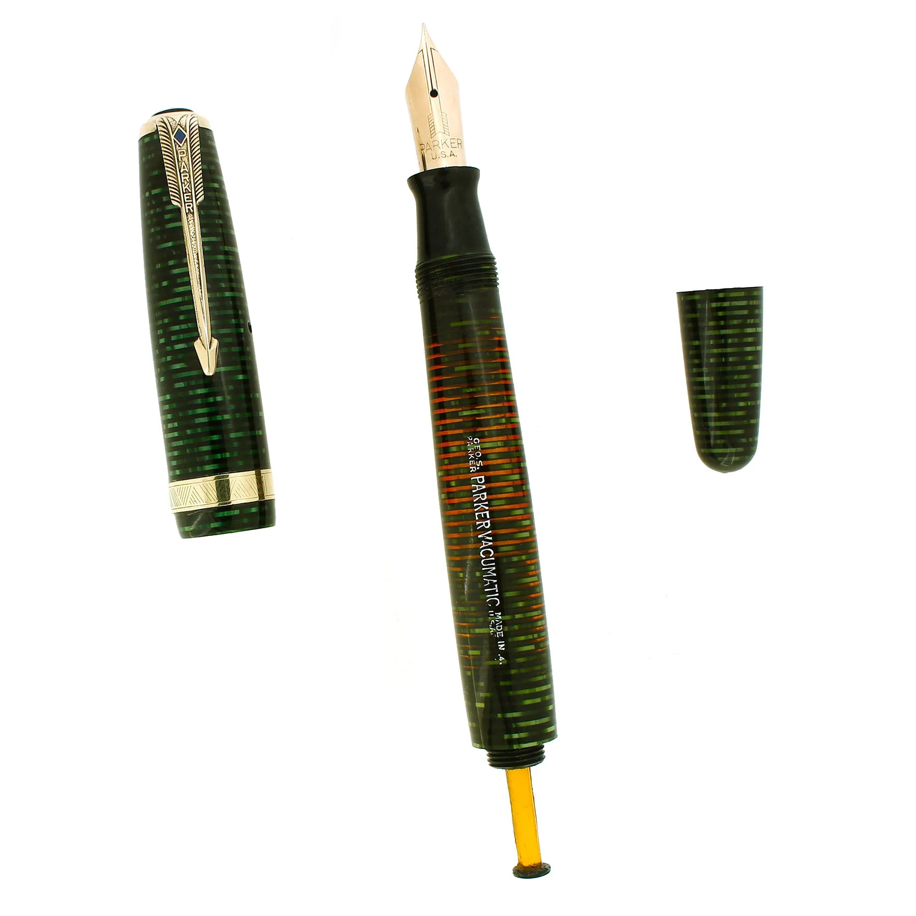 1944 PARKER VACUMATIC EMERALD PEARL SINGLE JEWEL FOUNTAIN PEN RESTORED