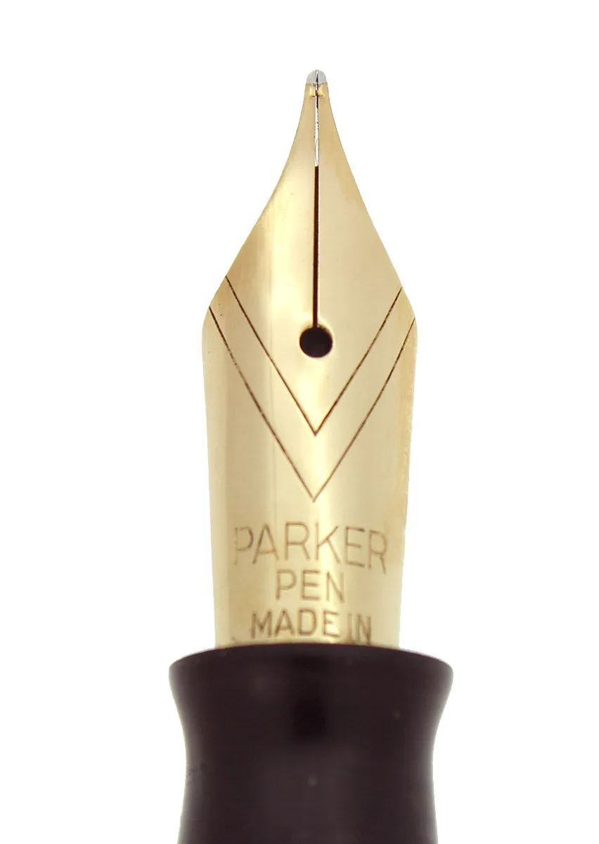 1945 PARKER SENIOR DUOFOLD GREEN GOLD CELLULOID FOUNTAIN PEN RESTORED