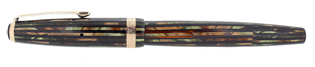 1945 PARKER SENIOR DUOFOLD GREEN GOLD CELLULOID FOUNTAIN PEN RESTORED