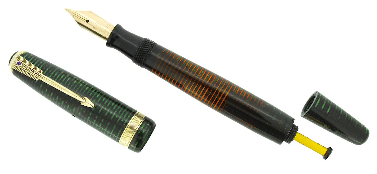 1946 PARKER EMERALD PEARL VACUMATIC MAJOR FOUNTAIN PEN RESTORED FABULOUS COLOR