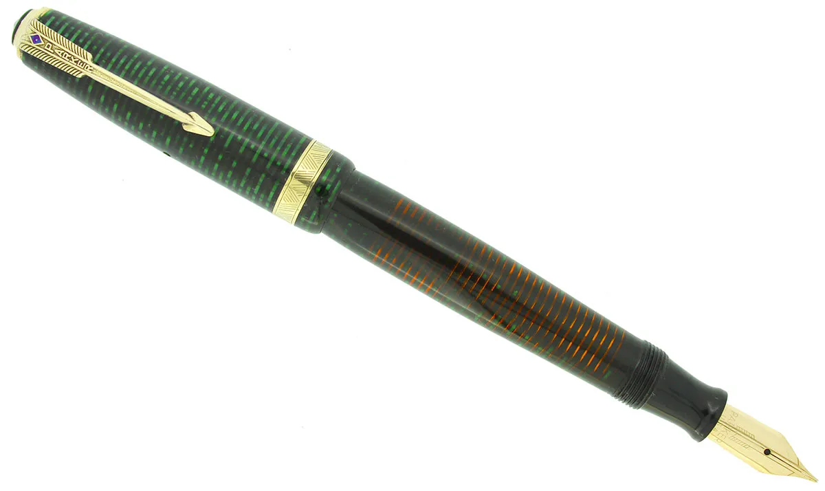 1946 PARKER EMERALD PEARL VACUMATIC MAJOR FOUNTAIN PEN RESTORED FABULOUS COLOR