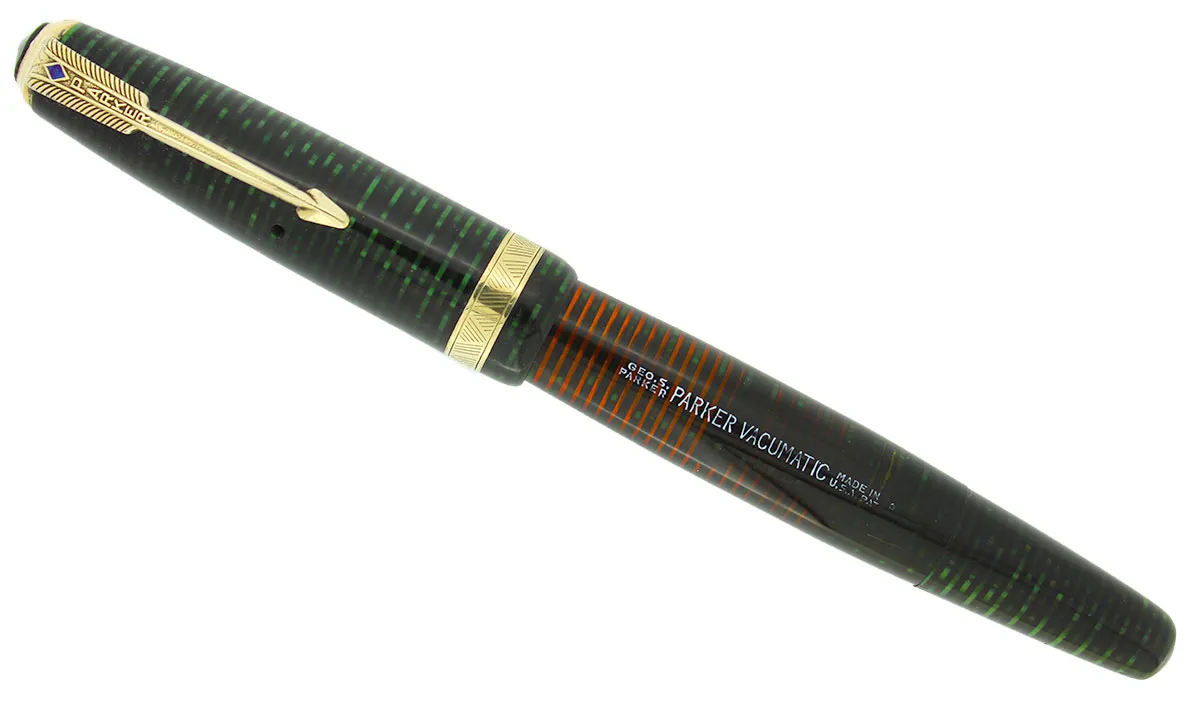 1946 PARKER EMERALD PEARL VACUMATIC MAJOR FOUNTAIN PEN RESTORED FABULOUS COLOR