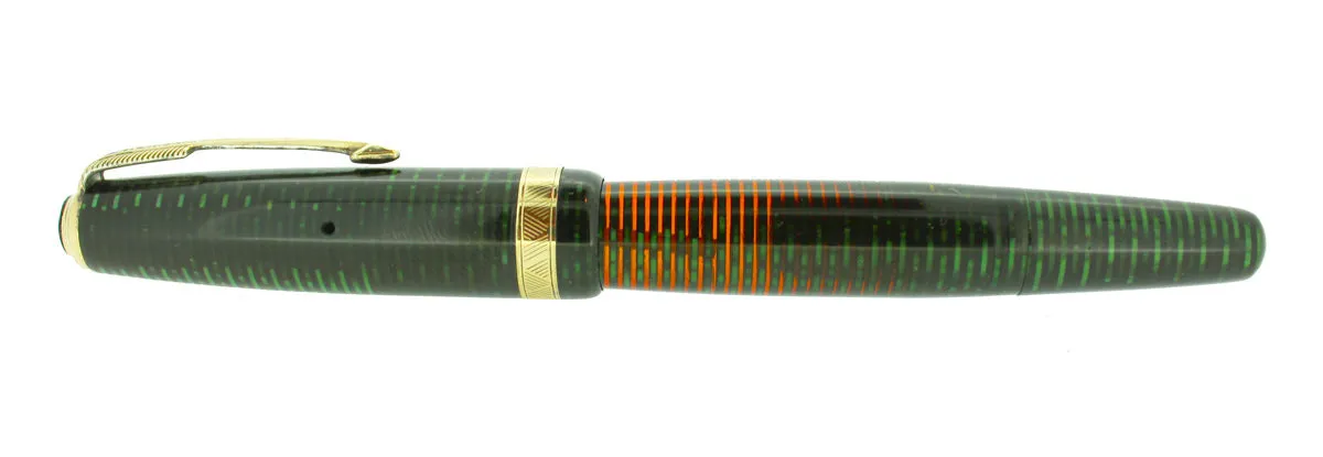 1946 PARKER EMERALD PEARL VACUMATIC MAJOR FOUNTAIN PEN RESTORED FABULOUS COLOR