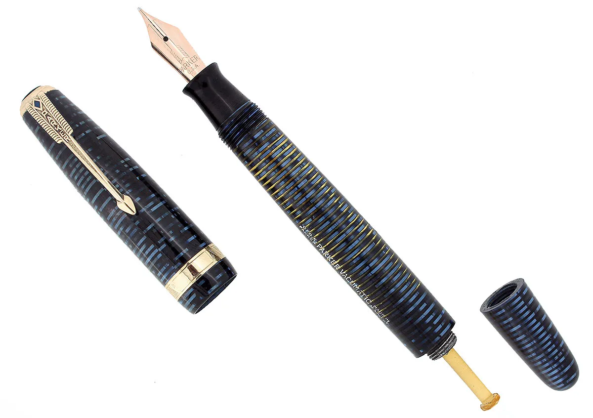 1948 PARKER AZURE PEARL VACUMATIC FOUNTAIN PEN MAJOR SIZE RESTORED NEAR MINT