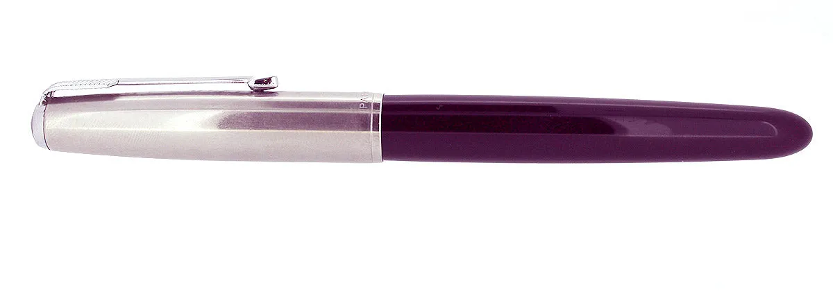 1949 PARKER 51 PLUM AEROMETRIC FOUNTAIN PEN WITH 1.19MM STUB NIB RESTORED