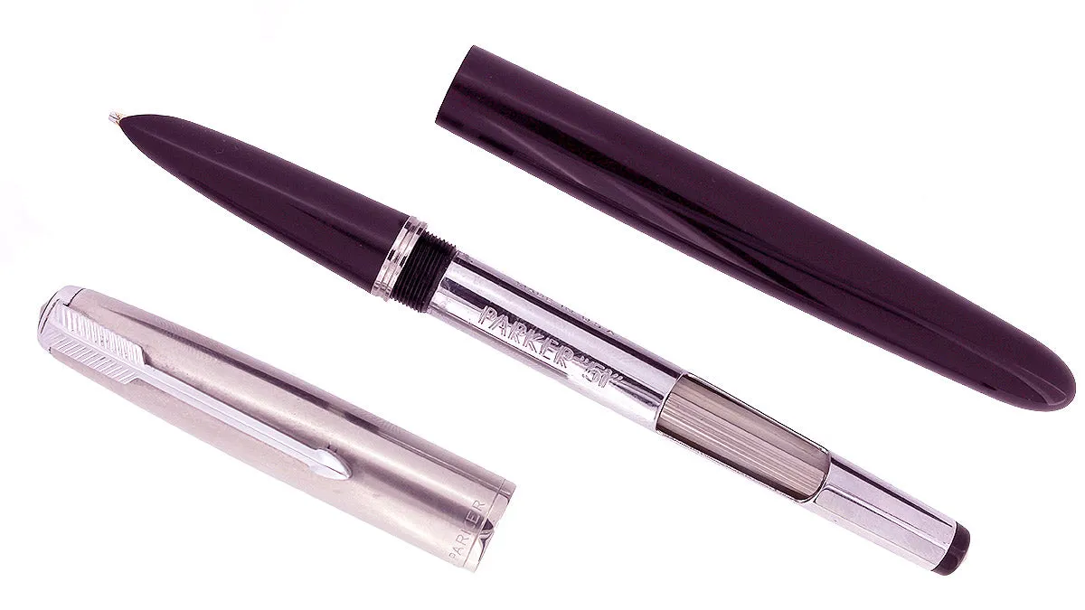 1949 PARKER 51 PLUM AEROMETRIC FOUNTAIN PEN WITH 1.19MM STUB NIB RESTORED