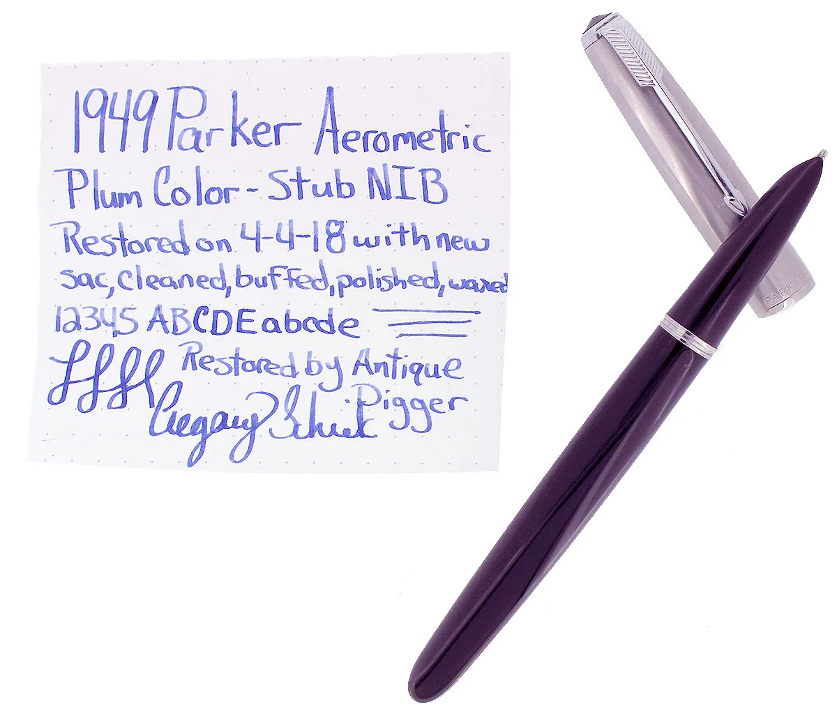 1949 PARKER 51 PLUM AEROMETRIC FOUNTAIN PEN WITH 1.19MM STUB NIB RESTORED