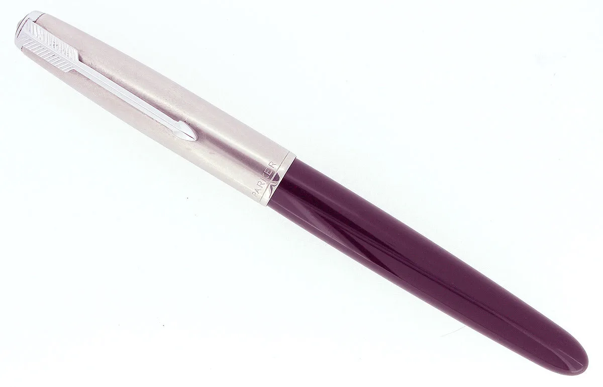 1949 PARKER 51 PLUM AEROMETRIC FOUNTAIN PEN WITH 1.19MM STUB NIB RESTORED
