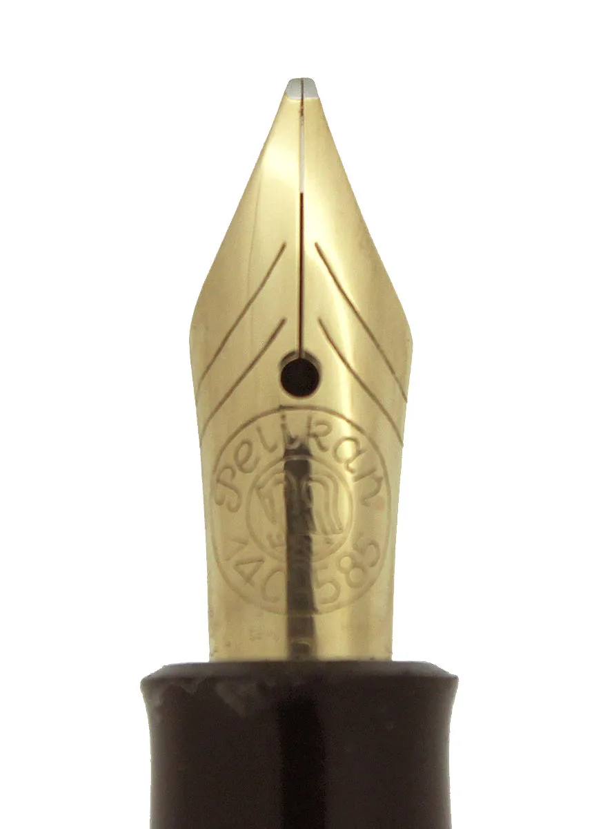 1950s PELIKAN 400NN FOUNTAIN PEN GREEN STRIATED CELLULOID B-BBB NIB RESTORED