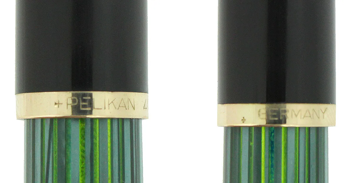 1950s PELIKAN 400NN FOUNTAIN PEN GREEN STRIATED CELLULOID B-BBB NIB RESTORED