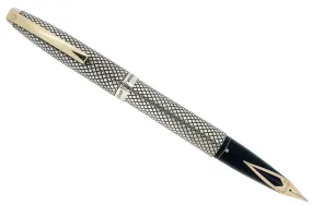 1970-71 SHEAFFER STERLING SILVER IMPERIAL TOUCHDOWN FILLER FOUNTAIN PEN DIAMOND DESIGN RESTORED