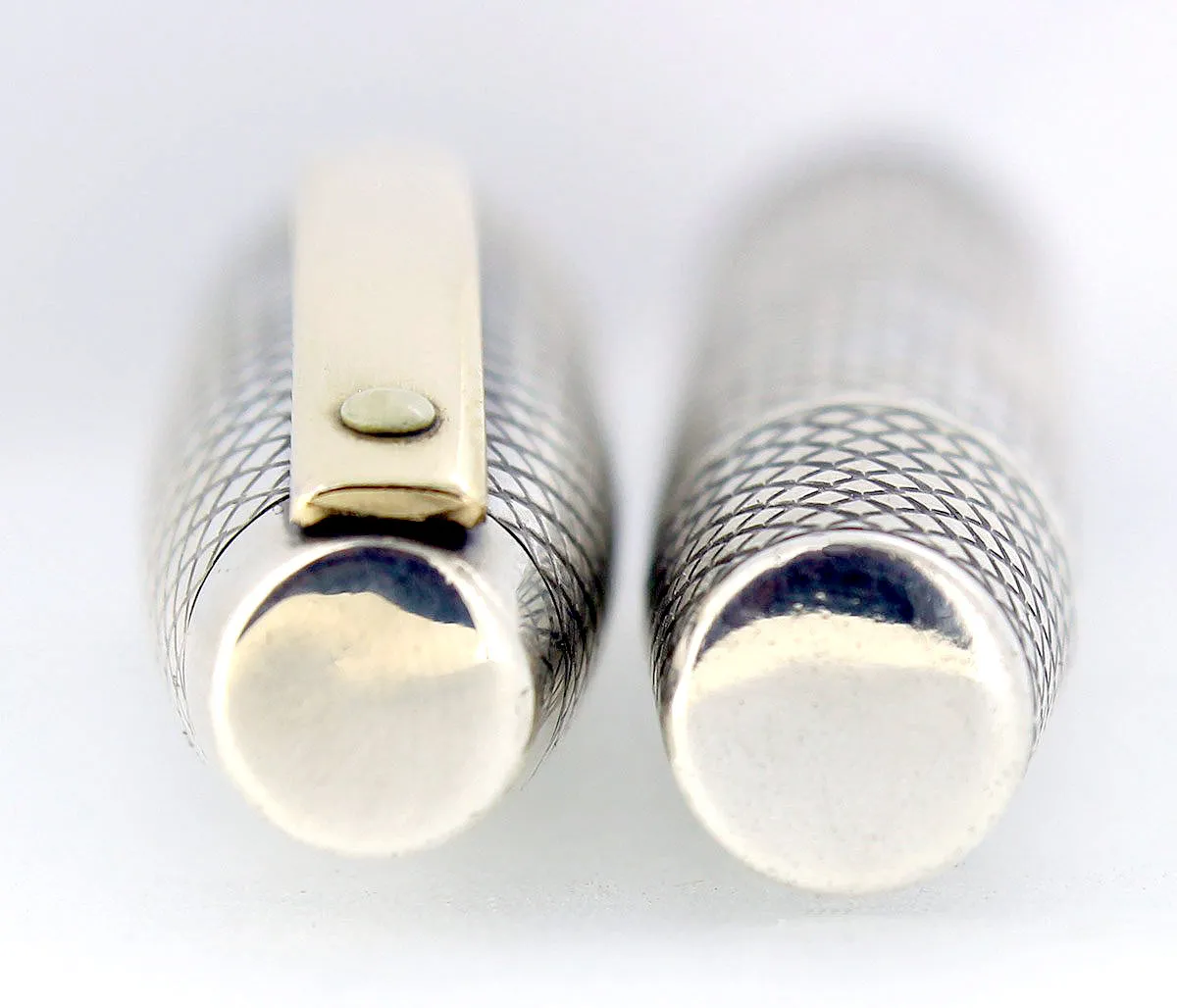 1970-71 SHEAFFER STERLING SILVER IMPERIAL TOUCHDOWN FILLER FOUNTAIN PEN DIAMOND DESIGN RESTORED
