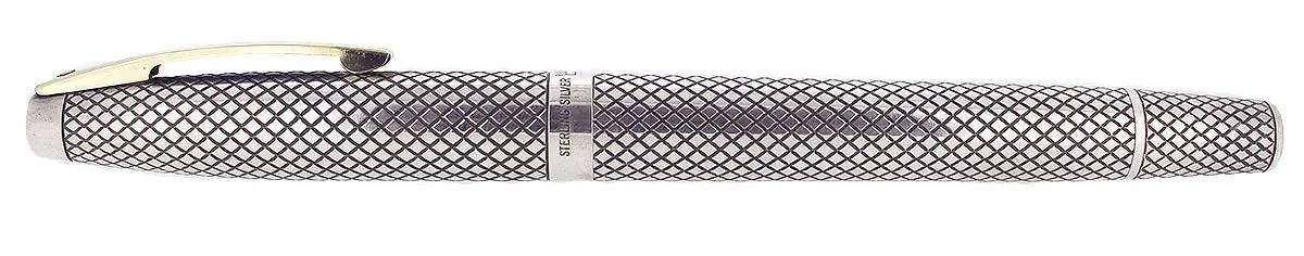 1970-71 SHEAFFER STERLING SILVER IMPERIAL TOUCHDOWN FILLER FOUNTAIN PEN DIAMOND DESIGN RESTORED