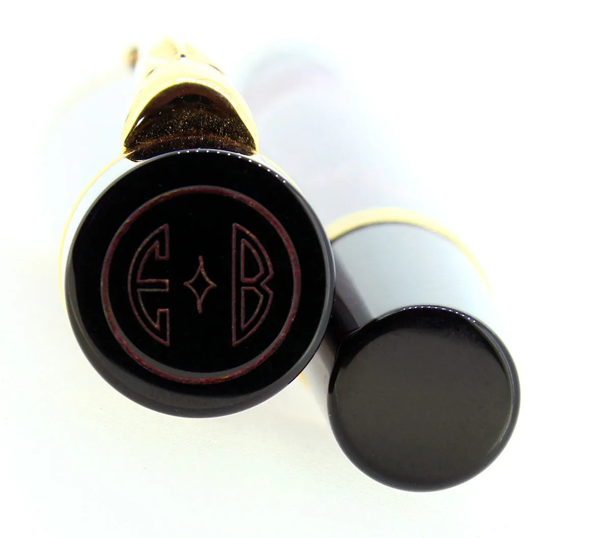 1990 PARKER DUOFOLD CENTENNIAL RED MARBLED 18K EXTRA BROAD OBLIQUE RIGHT HAND NIB FOUNTAIN PEN
