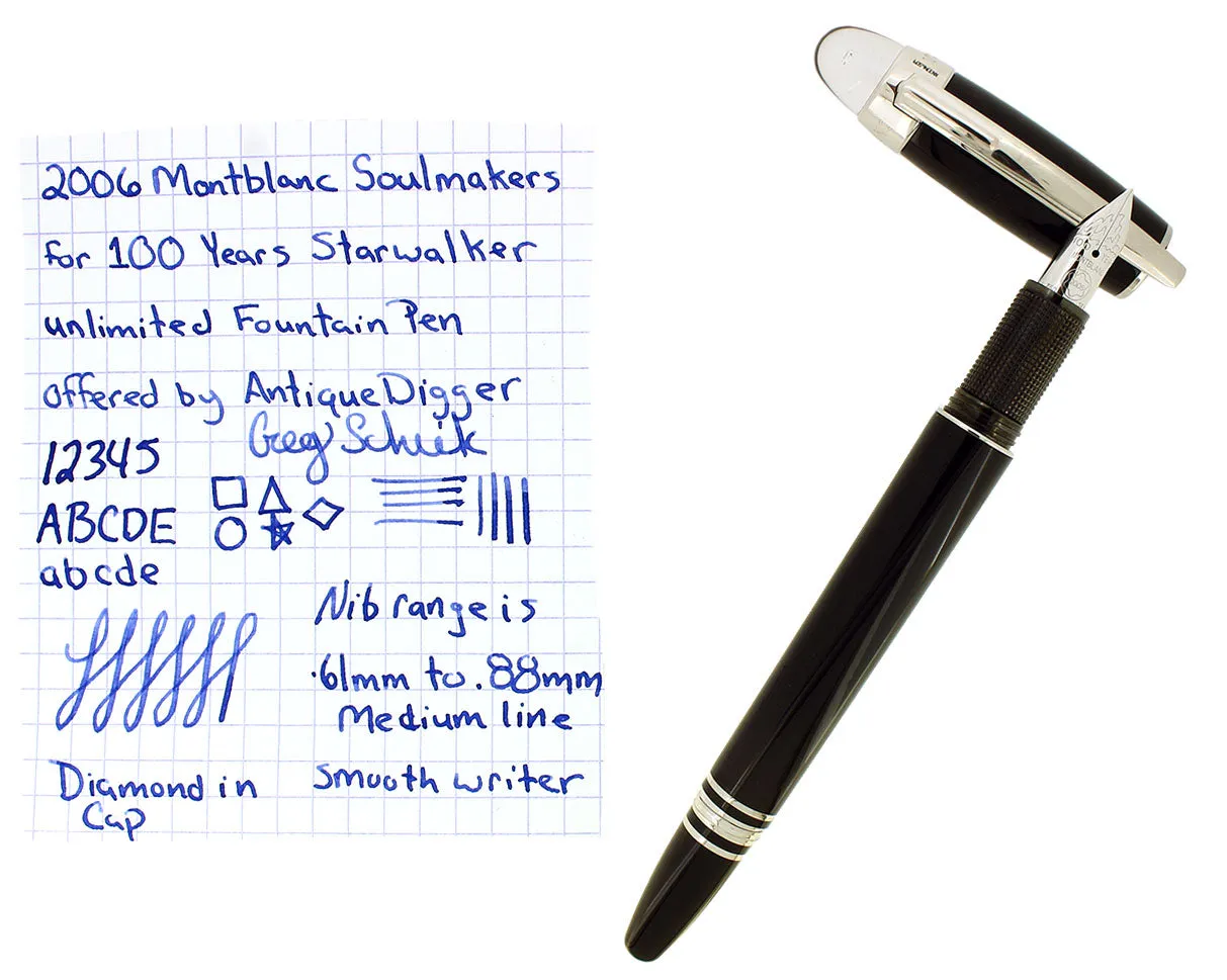 2006 MONTBLANC SOULMAKERS FOR 100 YEARS STARWALKER UNLIMITED FOUNTAIN PEN BOXED