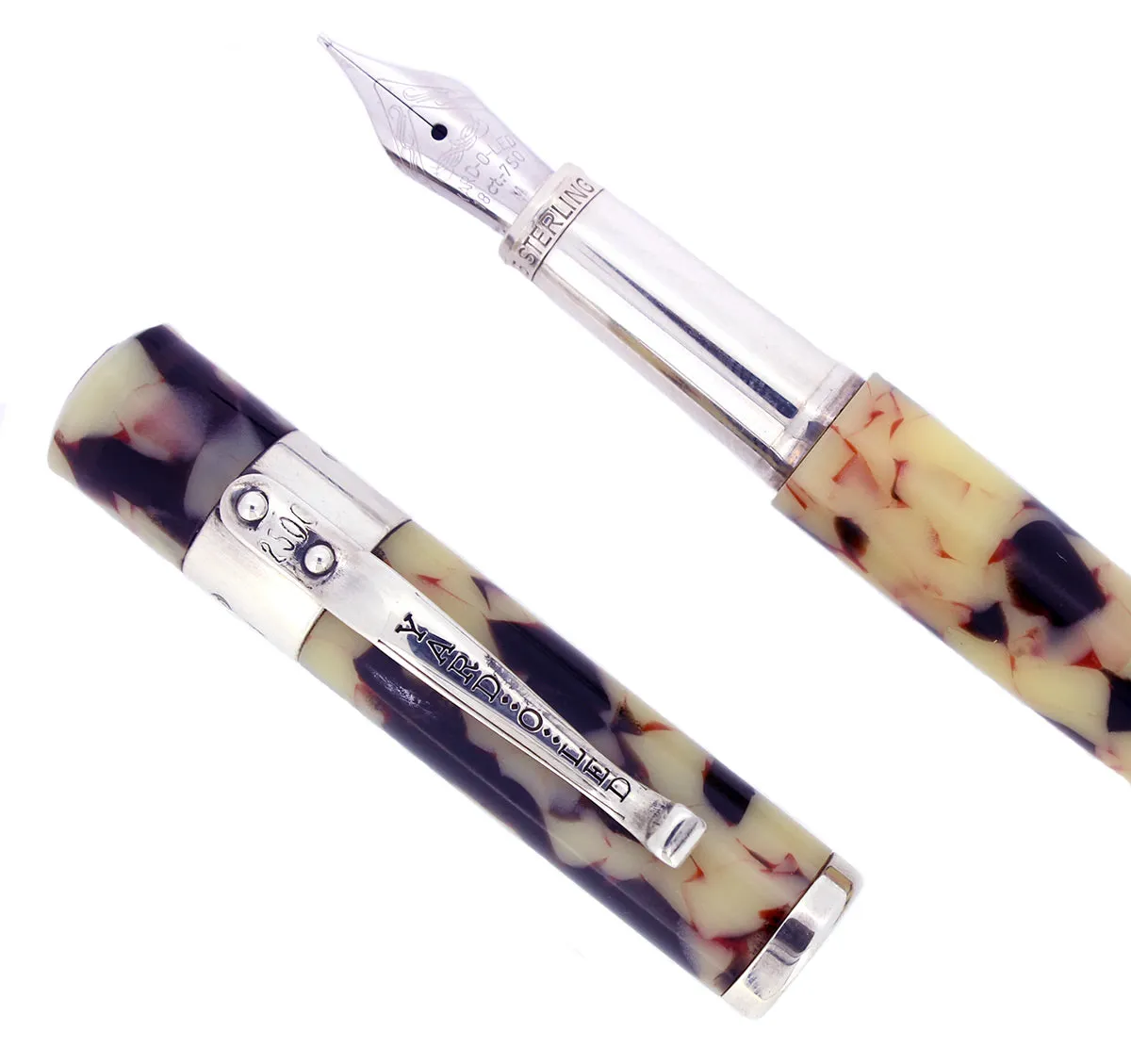 Mint Condition 2008 Yard-O-Led Astoria Sterling Silver Fountain Pen with Ebony Cream, Never Inked - NOS