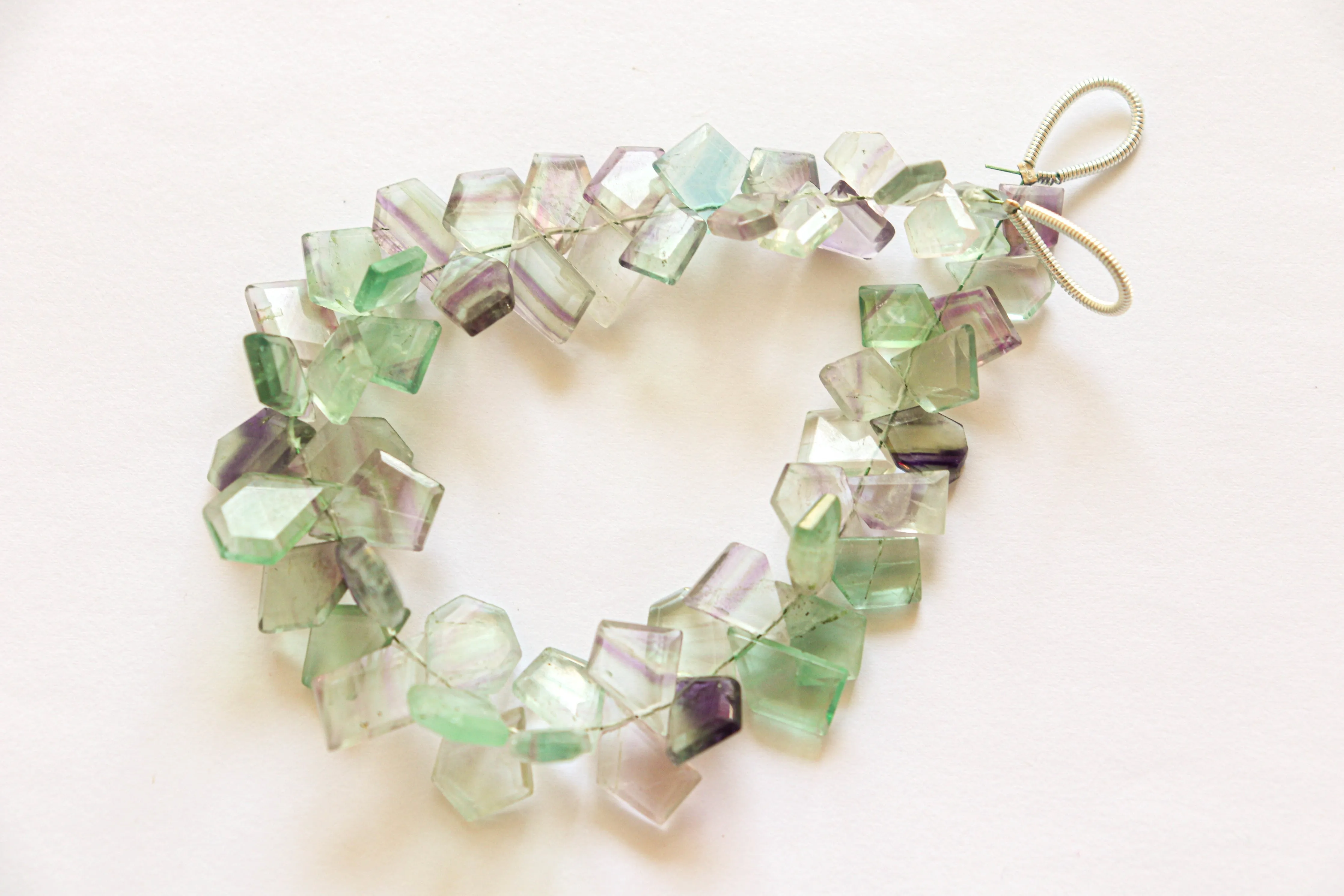Bi-Fluorite gemstone slice cut beads