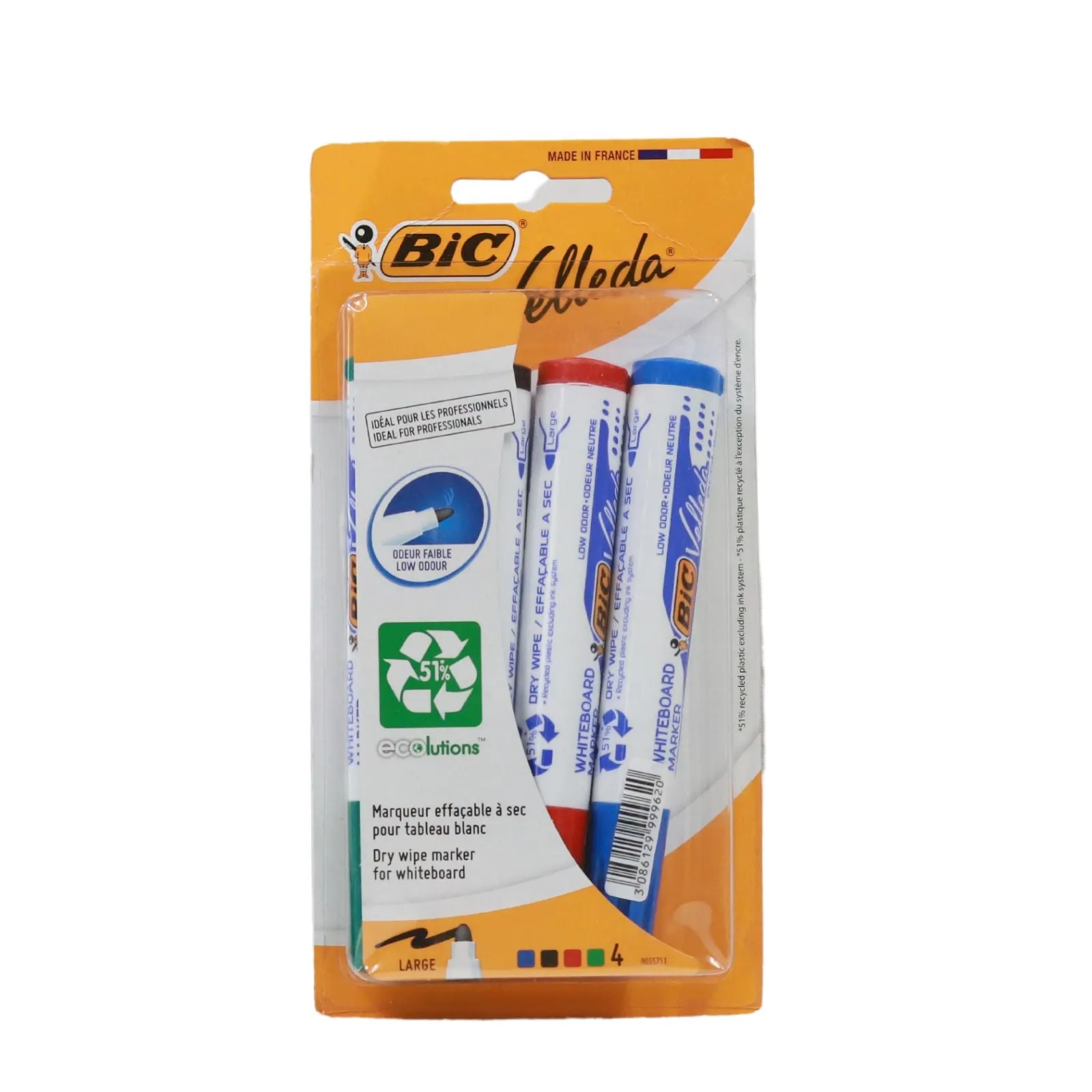 Bic - Velleda Card 4 Bullet Tip Whiteboard Marker - Assorted Colours
