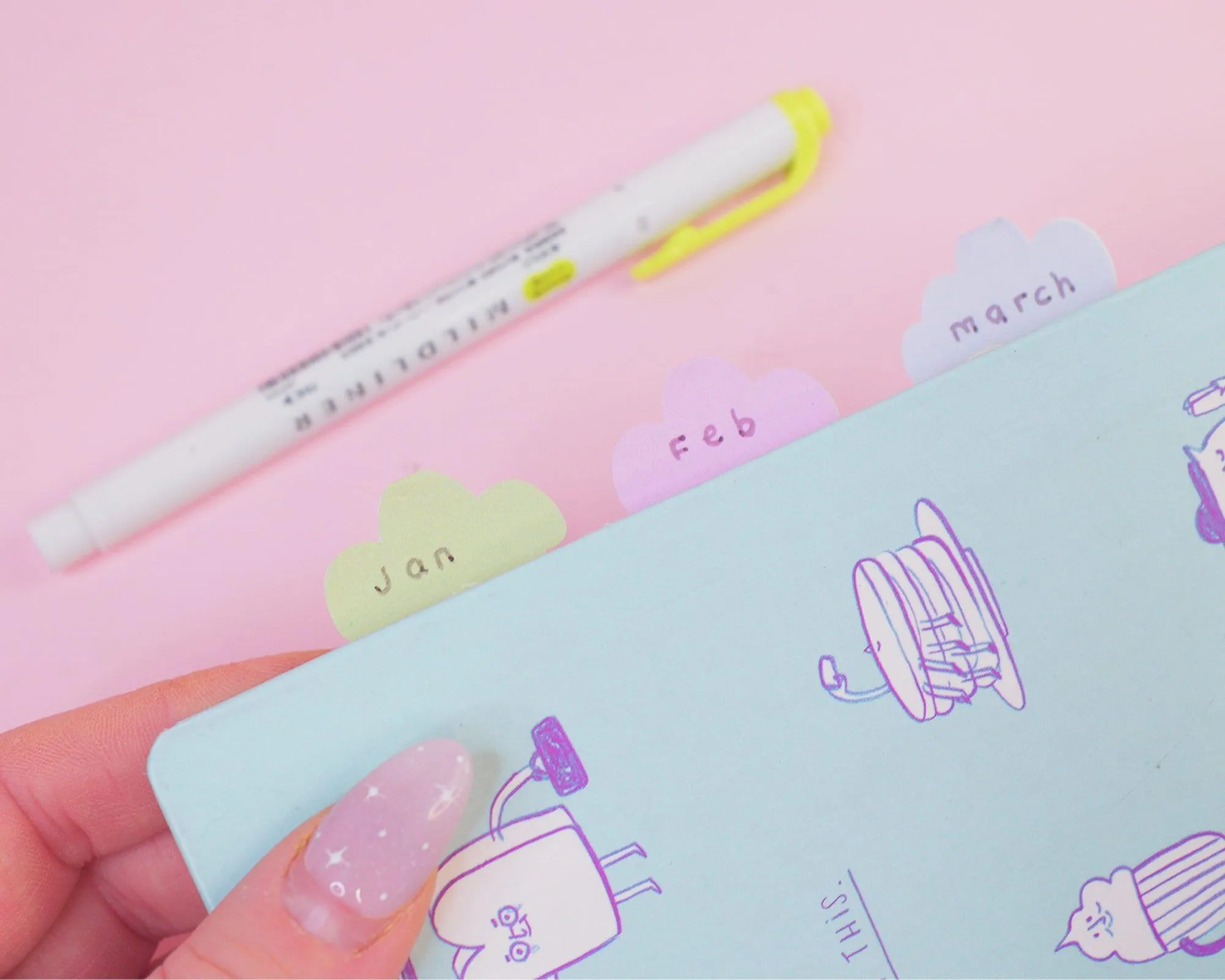 Blue Cloud Index Tabs – Cute Divider Stickers for Planners & Cards | ID005