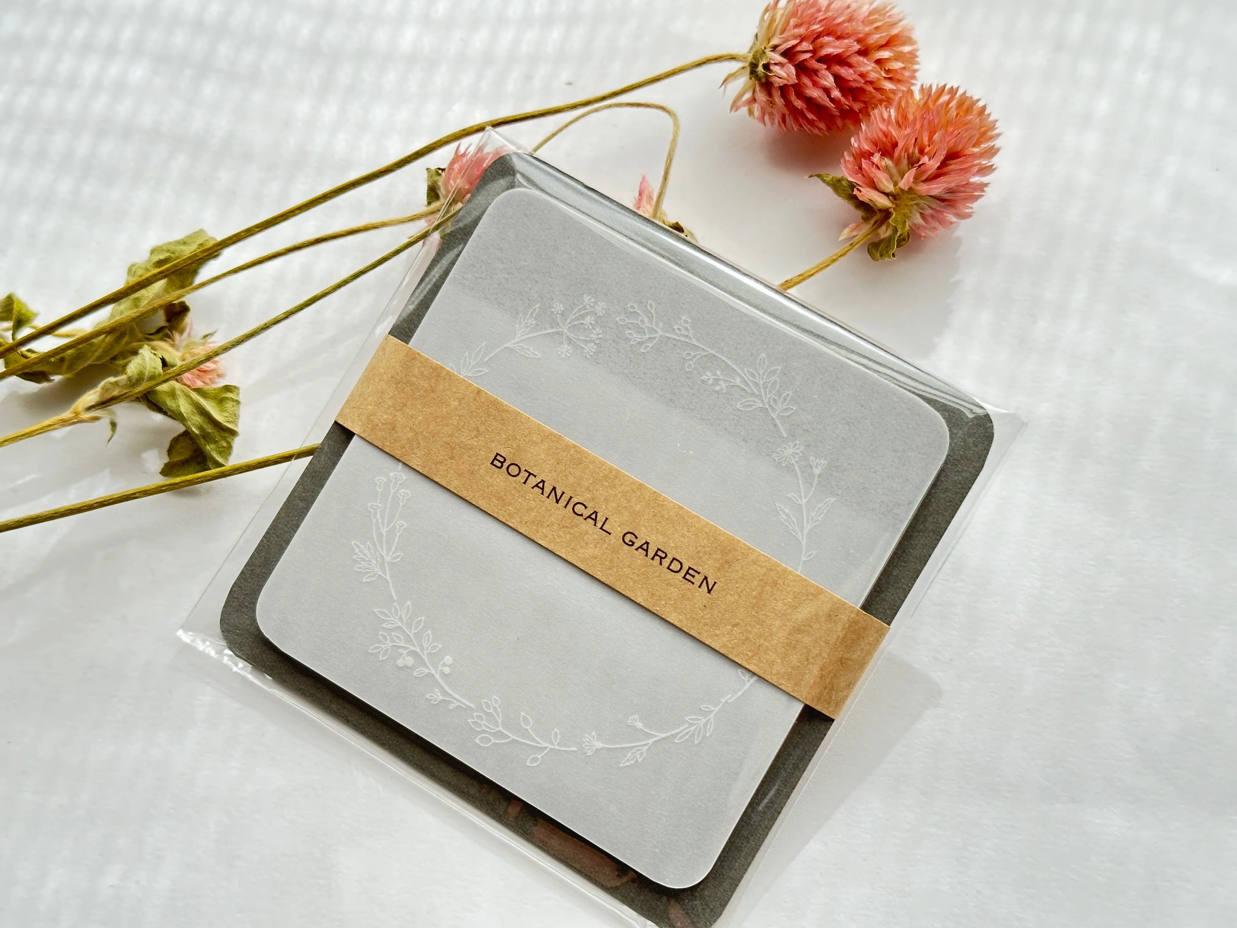 Botanical Glassine Paper Sticky Notes - Wreath