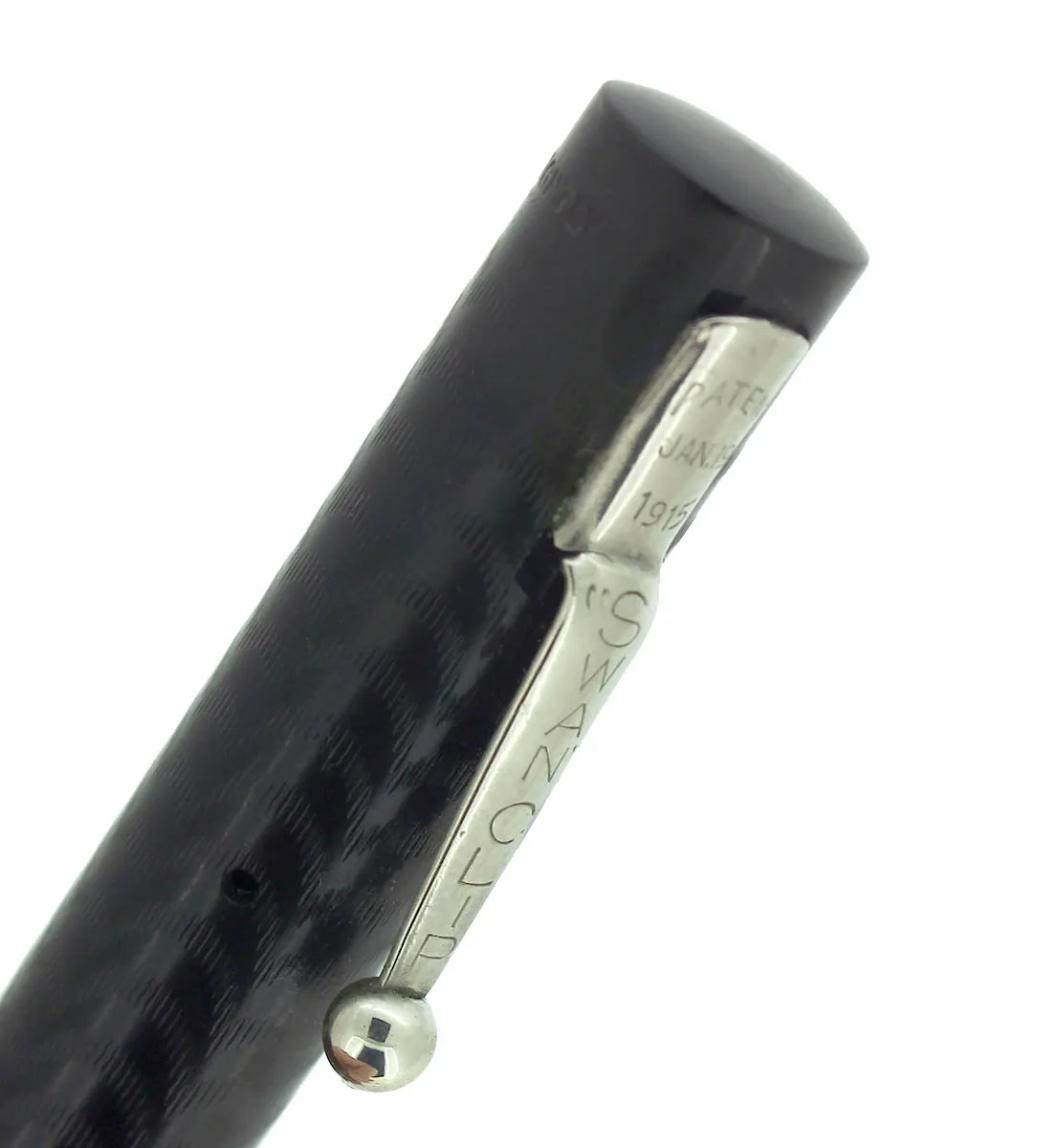 C1918 MABIE TODD SWAN MILITARY SAFETY BLACK CHASED HR INK TABLET FOUNTAIN PEN